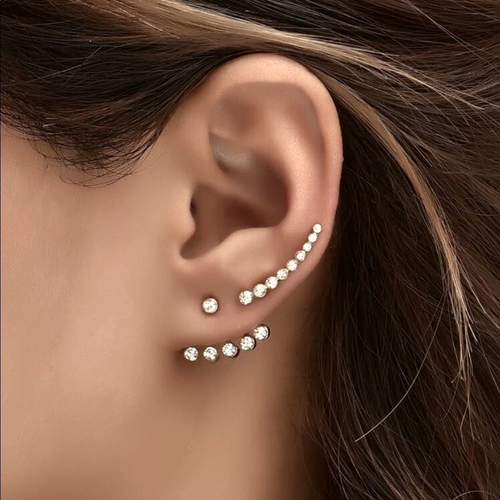 2 Sided Rhinestone Earrings and Ear crawler
